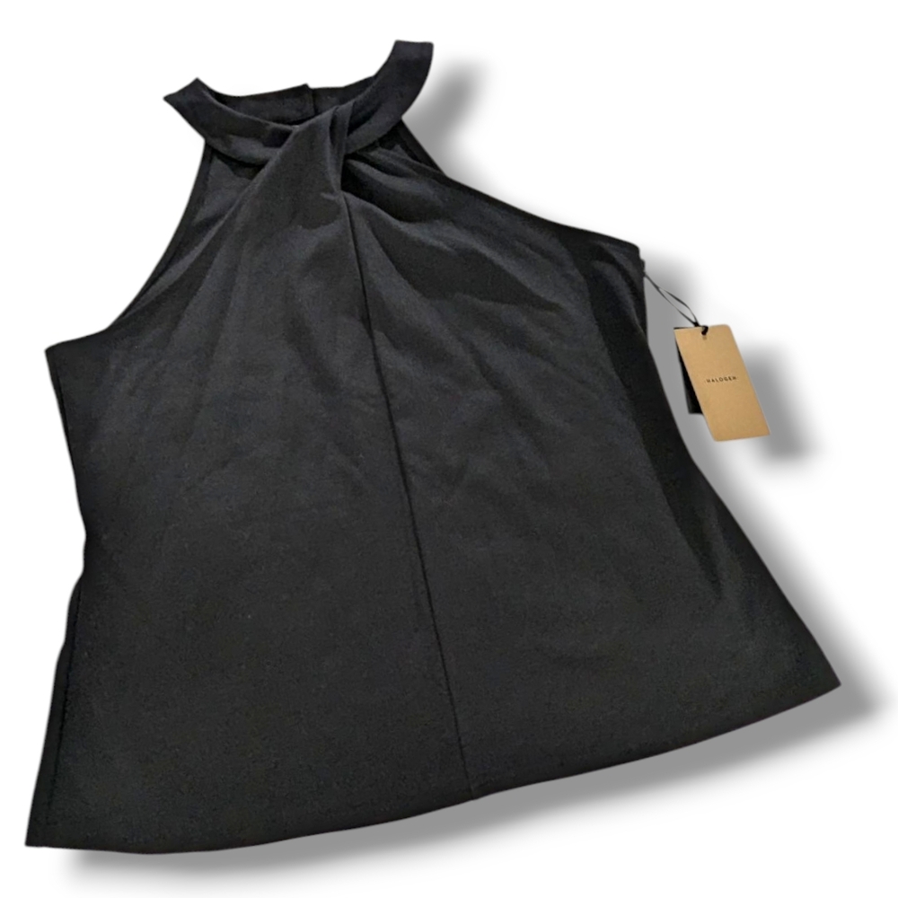 NWT Halogen Black Twisted Collar Sleeveless Tank Top, SIZE 1